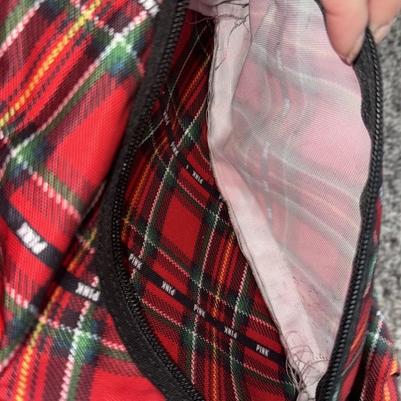 Pink Victoria’s Secret Red Plaid Campus Backpack - Picture 3 of 9